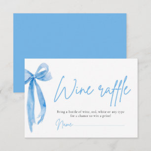 Dusty Blue Bow Wine Raffle Ticket Bridal Shower Invitation