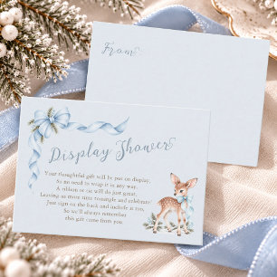Dusty Blue Bow Winter Woodland Baby Display Shower Enclosure Card