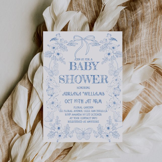Dusty Blue Boy Baby Shower Invitation (Creator Uploaded)