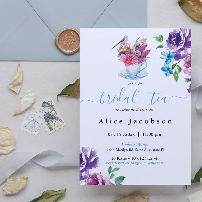 dusty blue bridal shower,afternoon tea invitation, invitation (Creator Uploaded)