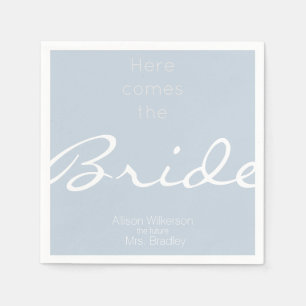 Dusty Blue Bridal Shower Here Comes the Bride Napkin
