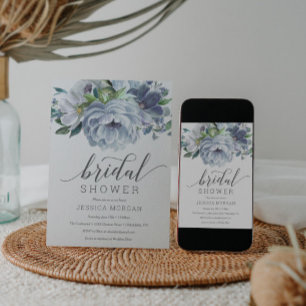 Dusty Blue Bridal Shower Invitation Card