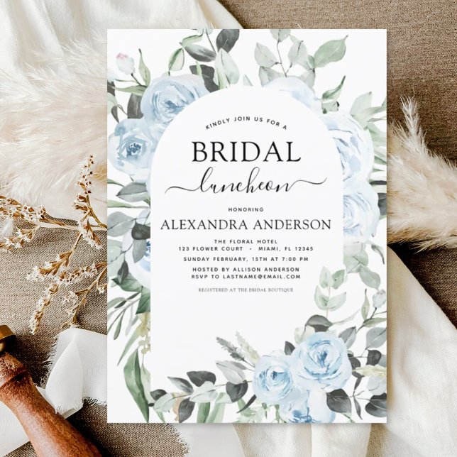 Dusty Blue Bridal Shower Luncheon Invitation (Creator Uploaded)