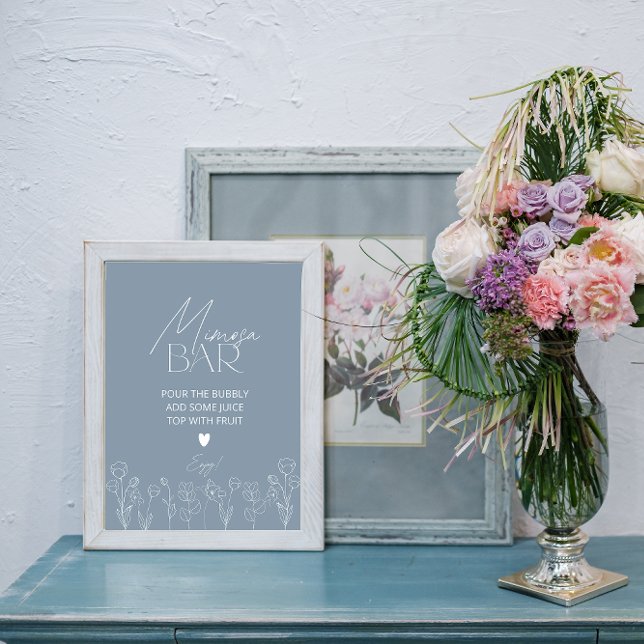 Dusty Blue Bridal Shower Mimosa Bar Sign (Creator Uploaded)