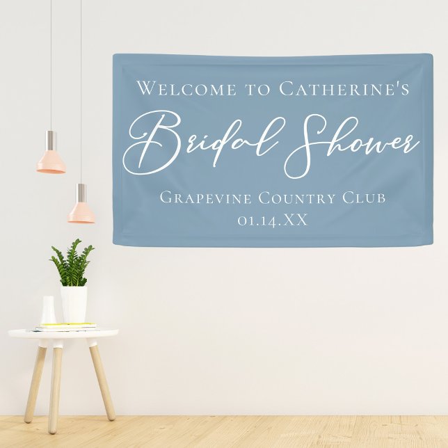 Dusty Blue Bridal Shower Personalised Welcome Banner (Creator Uploaded)