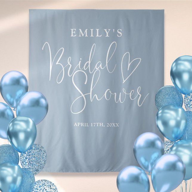 Dusty Blue Bridal Shower Photo Backdrop Tapestry (Dusty Blue Bridal Shower Photo Backdrop)