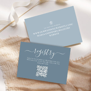 Dusty Blue Bridal Shower QR Code Gift Registry  Enclosure Card