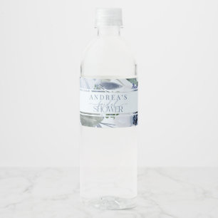 Dusty Blue Bridal Shower Water Bottle Label
