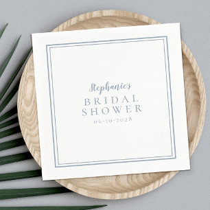 Dusty Blue Bridal Shower Wedding Simple Modern Napkin