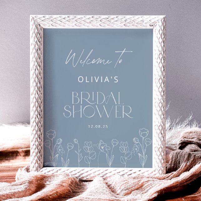 Dusty Blue Bridal Shower Welcome Poster (Creator Uploaded)