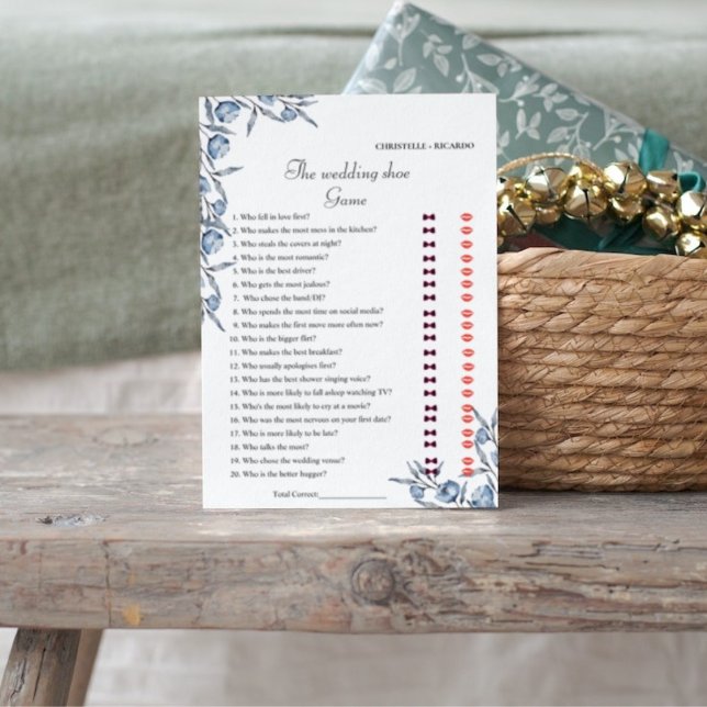 Dusty blue Bride & Groom Bridal Shower Game Card (Creator Uploaded)