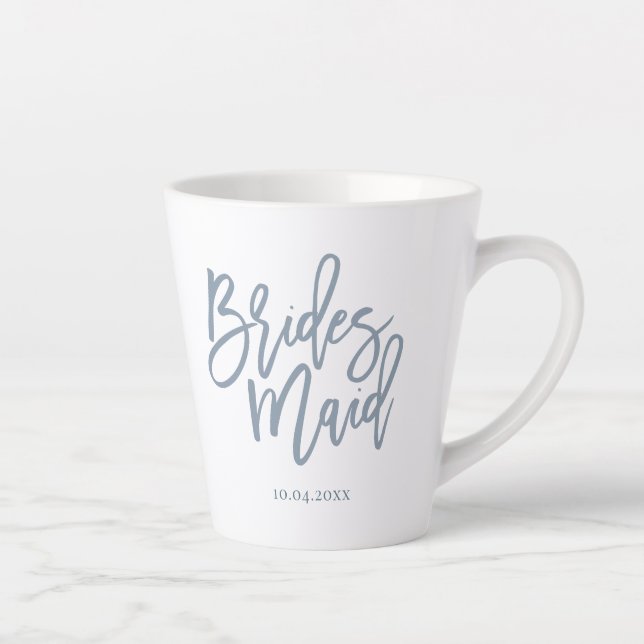 Dusty Blue Bridesmaid Lettering Script Latte Mug (Right)