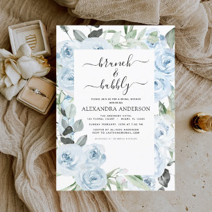 Dusty Blue Brunch & Bubbly Bridal Shower Invitation
