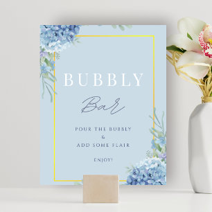 Dusty Blue Bubbly Bar Bridal Baby Shower Sign 