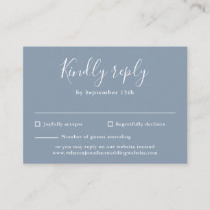Dusty Blue Budget Modern Script Wedding RSVP Card