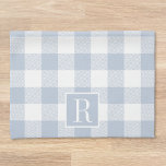 Dusty Blue Buffalo Check Monogram Tea Towel<br><div class="desc">Custom-designed modern rustic kitchen towel featuring personalised monogram on light dusty blue buffalo check pattern.</div>