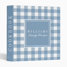 Dusty Blue Buffalo Plaid Recipe Cookbook