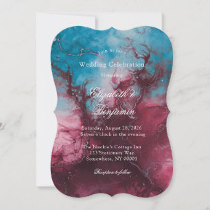 Dusty Blue Burgundy Alcohol Wedding Celebration Invitation