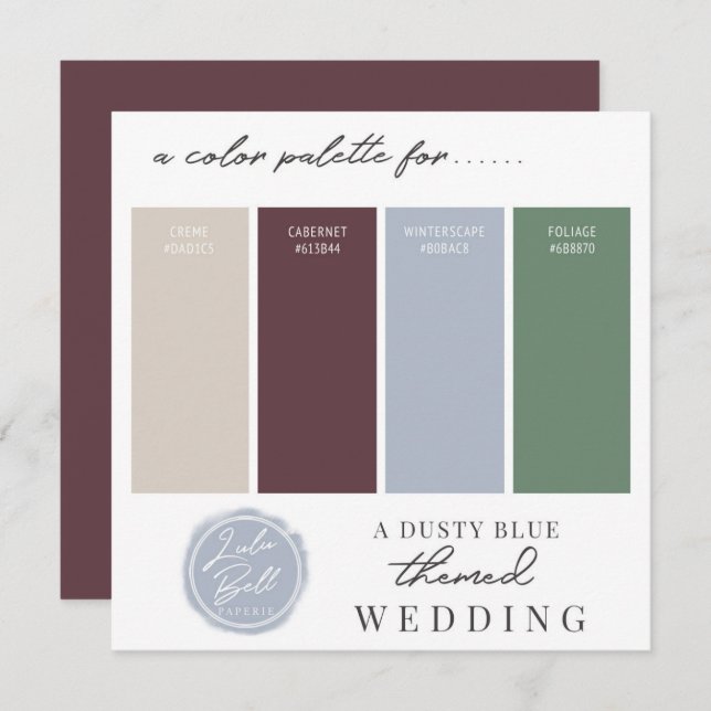 Dusty Blue Burgundy & Green Colour Palette Card (Front/Back)