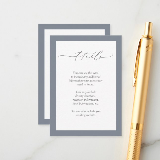 Dusty Blue Burgundy Red Floral Wedding Details Enclosure Card (Front/Back In Situ)