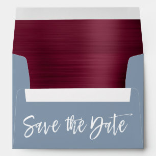 Dusty Blue Burgundy Save the Date Envelope