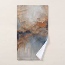 Dusty Blue Burnt Orange Navy Abstract