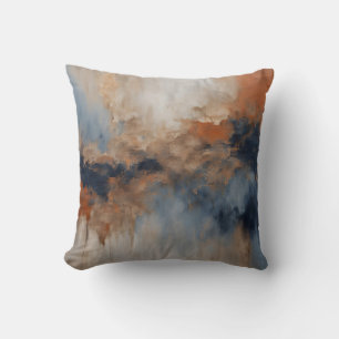 Dusty Blue Burnt Orange Navy Abstract Cushion