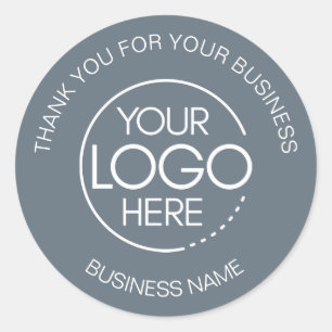 Dusty Blue Business Thank You Classic Round Sticker