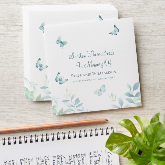 Dusty Blue Butterfly Scatter Seeds in  Memory of Envelope (Stacked)