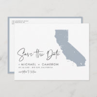 Dusty Blue California Map QR Code Save the Date