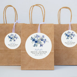 Dusty Blue Calla Lily Ribbon Bow Thank You Sticker