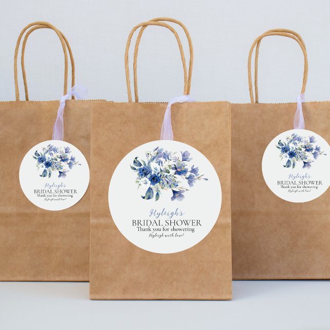 Dusty Blue Calla Lily Ribbon Bow Thank You Sticker (Creator Uploaded)