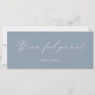 Dusty Blue Calligraphy Find Your Seat Card