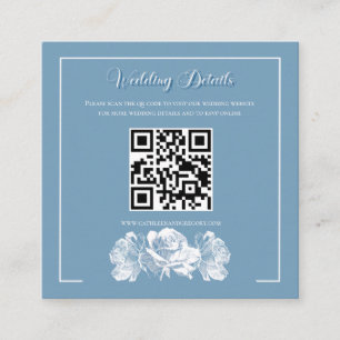 Dusty Blue Calligraphy QR Info Wedding Enclosure Card