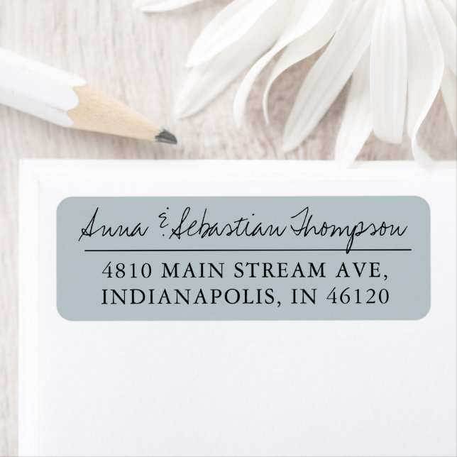 Dusty Blue Calligraphy Return Label Address (Insitu)