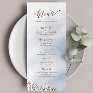 Dusty blue calligraphy rustic floral wedding menu