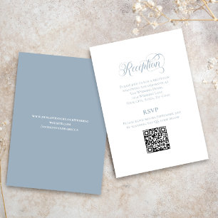Dusty Blue Calligraphy Wedding QR Code RSVP Enclosure Card