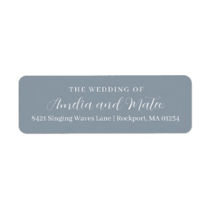 Dusty Blue Calligraphy Wedding Return Address Label