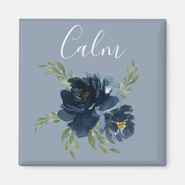 Dusty Blue Calm Script Watercolor Modern Elegant Magnet (Front)