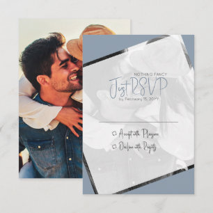 Dusty Blue Casual Minimalist Modern Photo RSVP Card