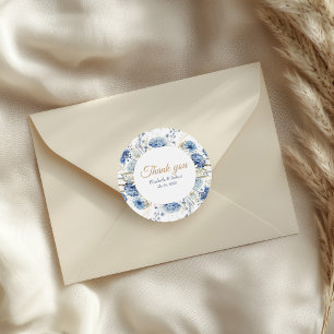 Dusty Blue Champagne Hydrangea Thank You Sticker
