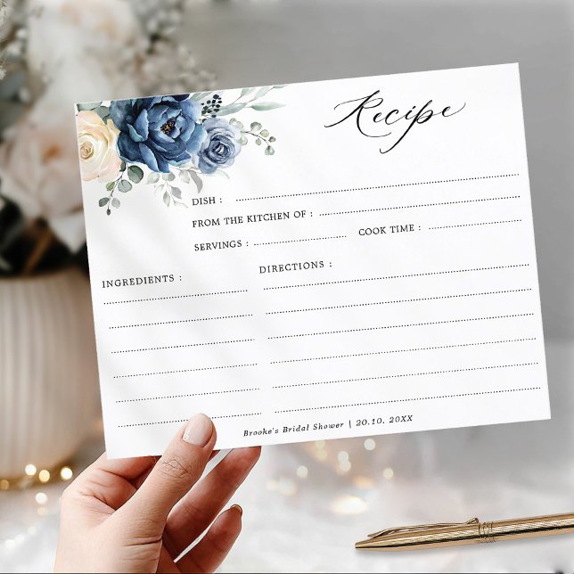 Dusty Blue Champagne Ivory Bridal Shower Recipe (Dusty Blue Champagne Ivory Bridal Shower Recipe card)