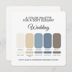 Dusty Blue Champagne Wedding Color Palette Card