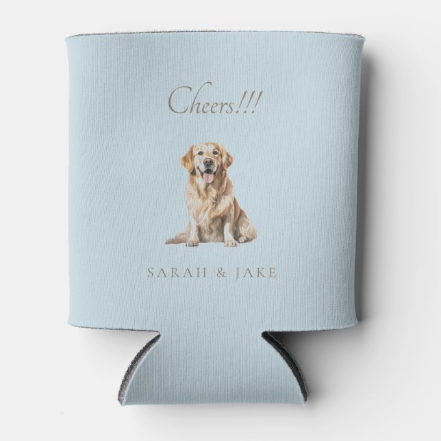 Dusty Blue Cheers!!! Custom Pet Wedding Napkins Can Cooler (Front)