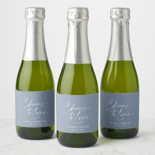 Dusty Blue “Cheers to Love” Wedding  Sparkling Wine Label