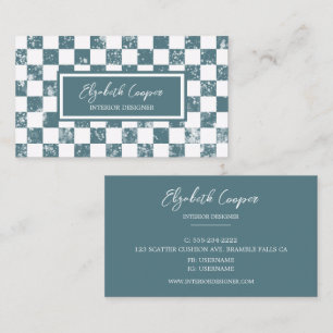 Dusty Blue Chequered Board Business Card