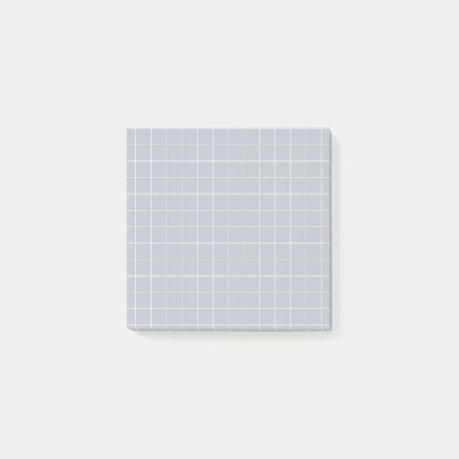 Dusty Blue Chequered Pattern Soft Grid Design  Post-it Notes (Front)