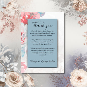 dusty blue chic Floral watercolor rose wedding Thank You Card