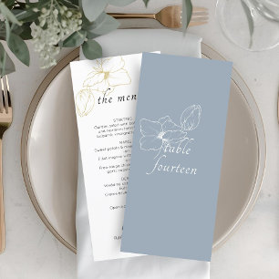 Dusty Blue   Chic Floral Wedding Flat Menu