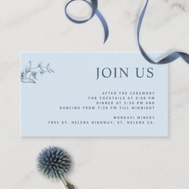 Dusty Blue, Chic Modern Join Us Reception Wedding  Enclosure Card (Creator Uploaded)